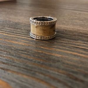 Michael Kors silver Tortoise Barrel Ring Size